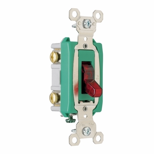 2pole Pilot Lighted Switch, Back and, Side Wire, 30amp 120/277volt, Red