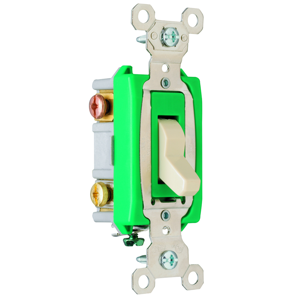 3way Toggle Switch, Back and, Side Wire, 30amp 120/277volt, Ivory
