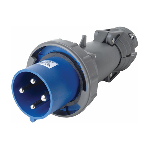 Double pole, Triple wire, Pin and Sleeve Plug. 20 amp, 250 volt.