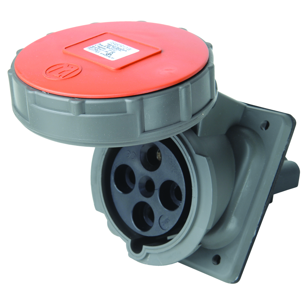Three pole, Four wire, Pin and Sleeve Receptacle. 60 amp, 125/250 volt.