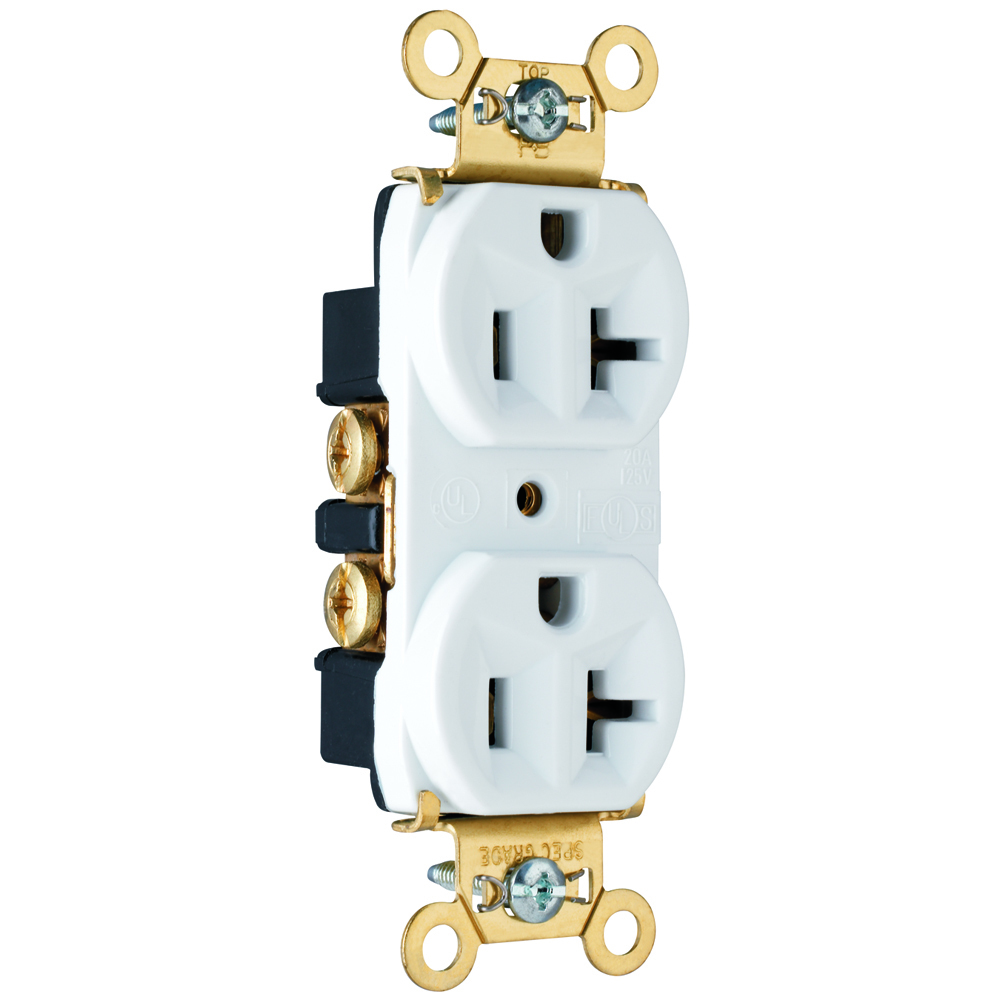 Heavy-Duty Spec Grade Duplex Receptacle Back and, Side Wire 20amp 125volt White