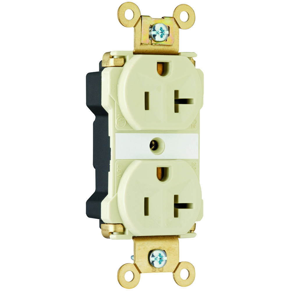 PlugTail Industrial Extra Heavy-Duty Spec Grade Duplex Receptacle 20amp 125volt Ivory