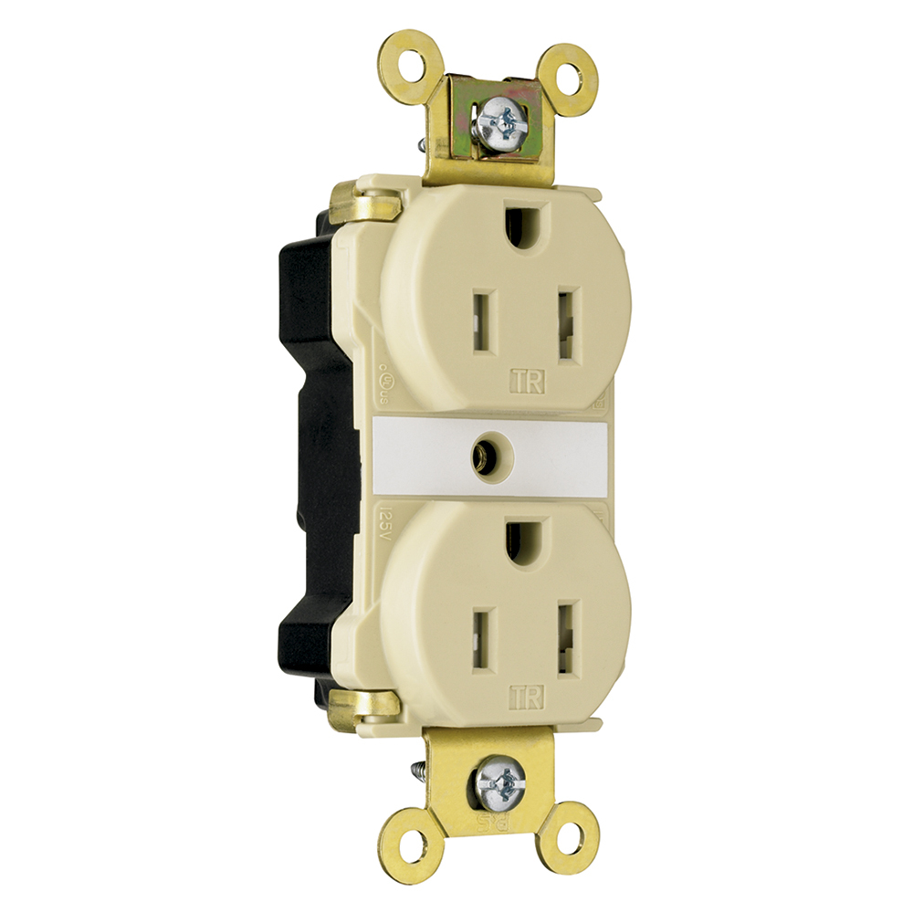 PlugTail Industrial Extra Heavy-Duty Spec Grade Tamper-Resistant Duplex Receptacle 15amp 125volt Ivory