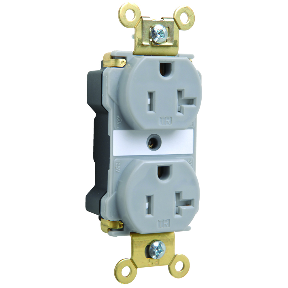 PlugTail Industrial Extra Heavy-Duty Spec Grade Tamper-Resistant Duplex Receptacle 20amp 125volt Gray
