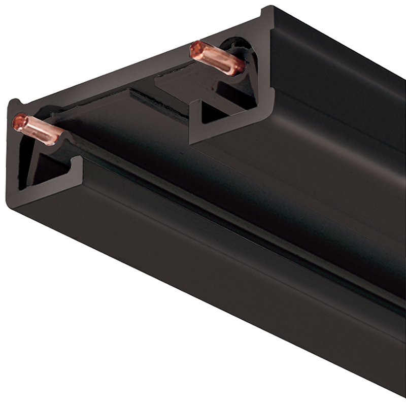 Reduced profile, single circuit trac sections for surface or pendant mounting. Compatible with a full range of feed, connector, and mounting accessories. Accepts all Trac-Lites and Trac-Master trac fixtures.