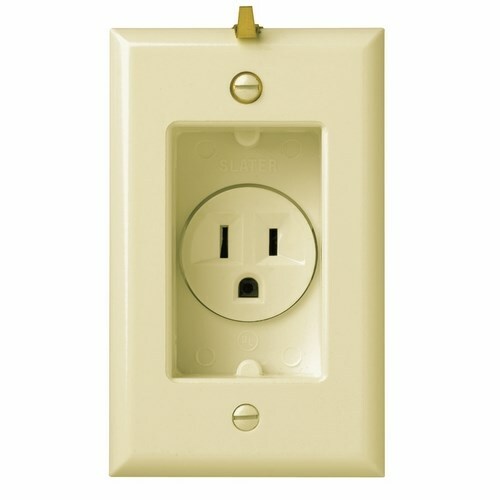 Clock Hanger Recessed Receptacle with Smooth Wall Plate 15amp 125volt Ivory