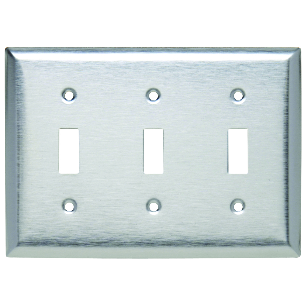 Smooth Metal Wall Plate 3gang Toggle 430 Stainless Steel