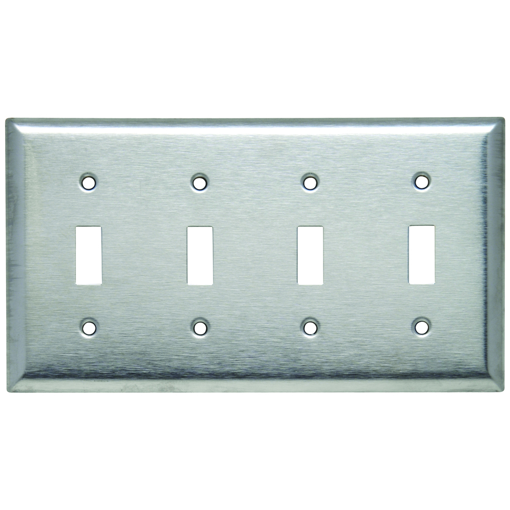 Smooth Metal Wall Plate 4gang Toggle 430 Stainless Steel