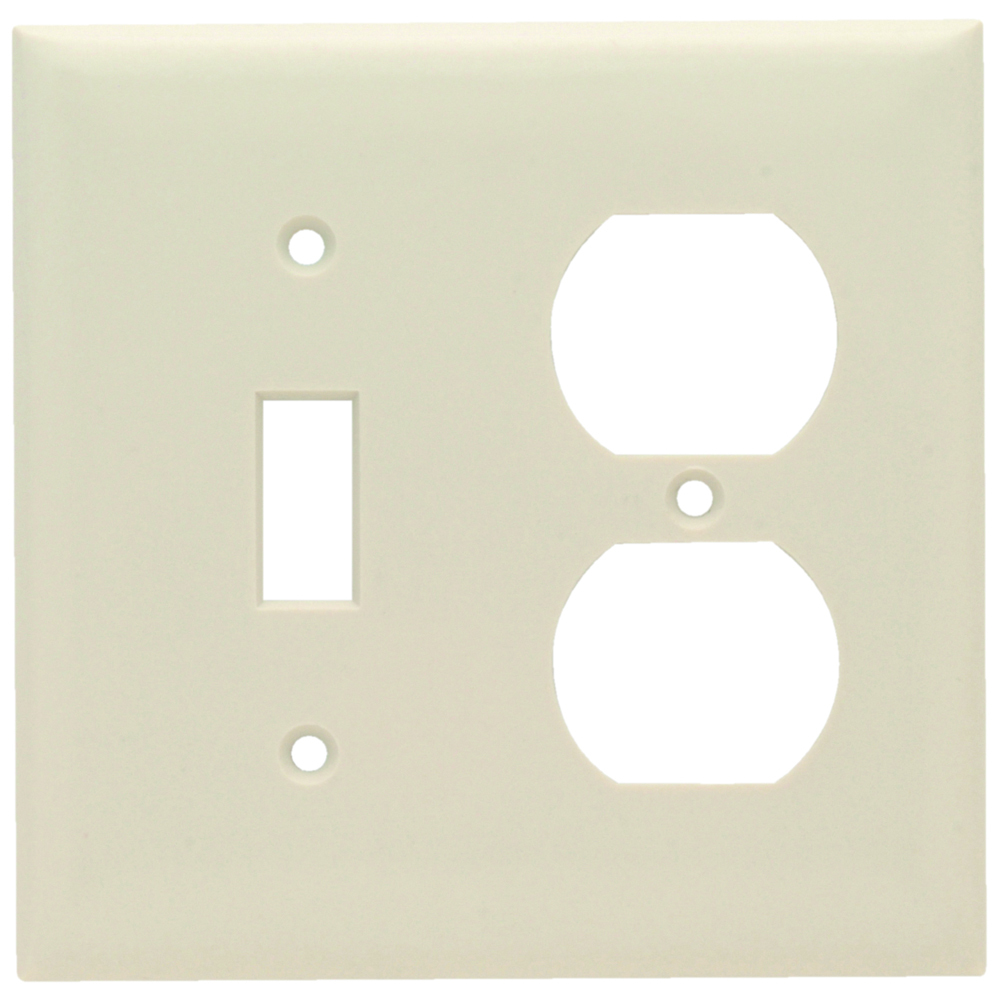 Combination Wall Plate, 1 Toggle Switch and, 1 Duplex Receptacle, Two Gang, Light Almond