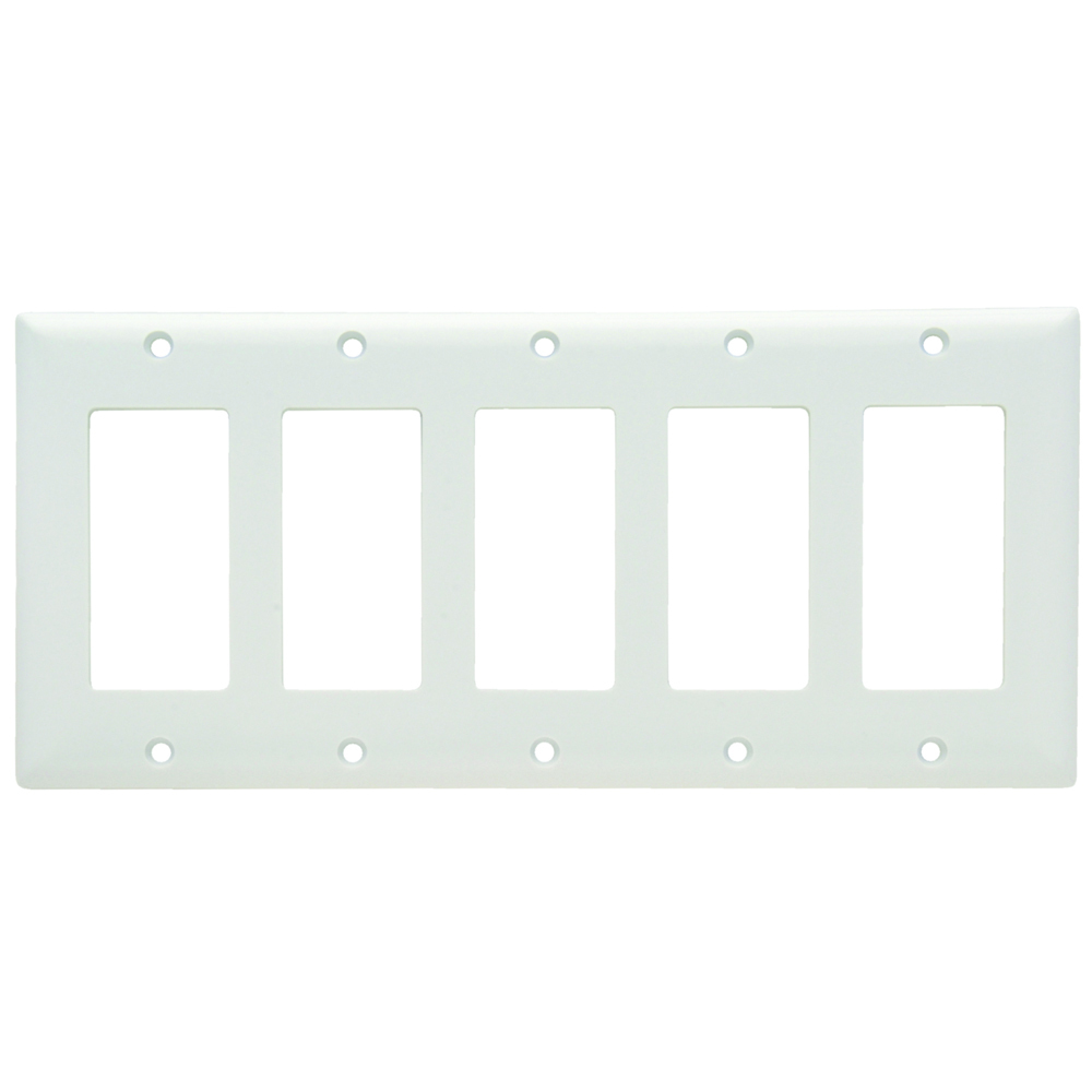 Decorator Wall Plate, Five Gang, White