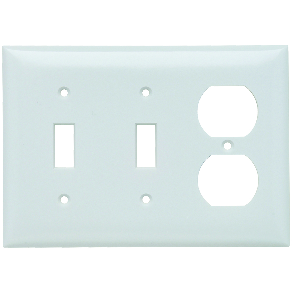 Plate Plastic 3gang 2toggle 1duplex Without Line White