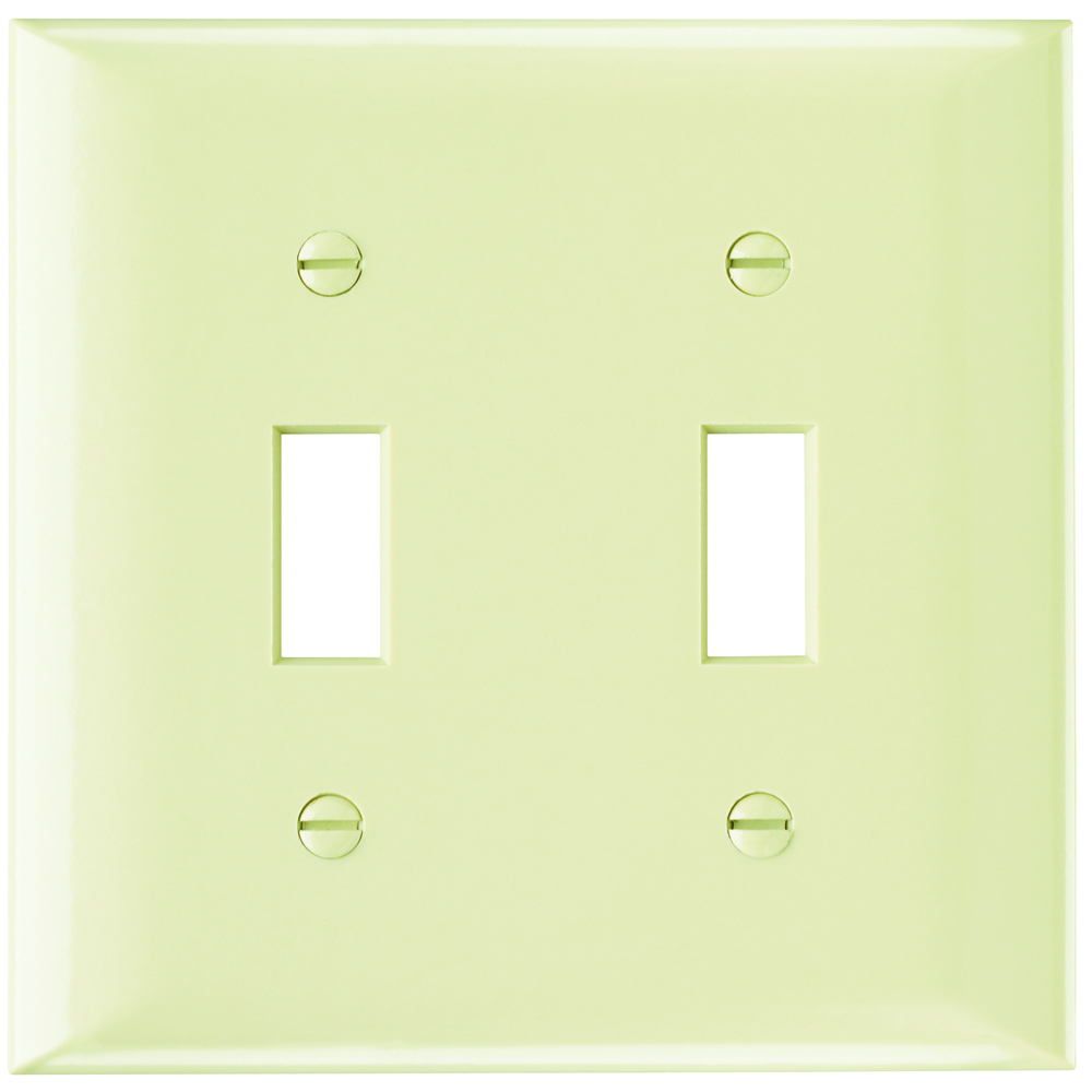 Plate Plastic 2gang 2toggle Without Line Ivory