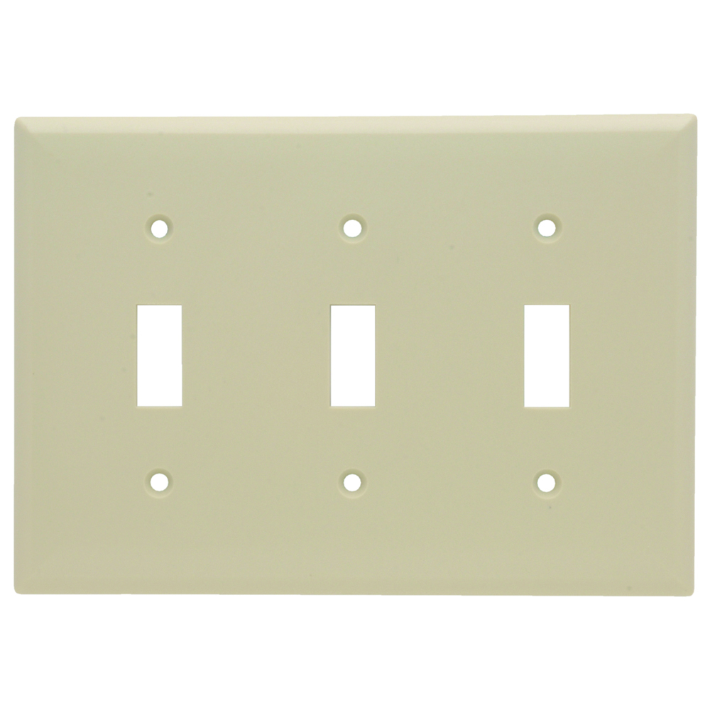 Toggle Switch Wall Plate, Three Gang, Ivory