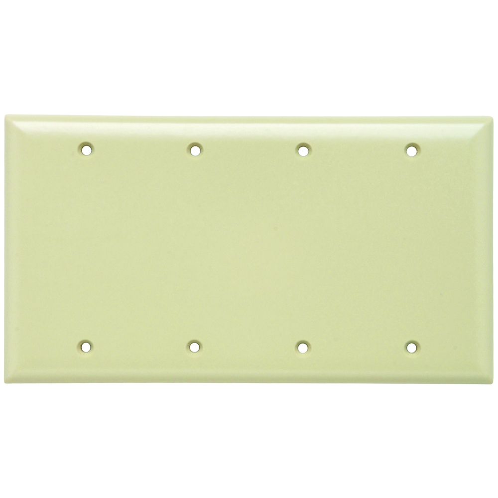 Smooth Wall Plate 4gang Blank Box Mount Ivory
