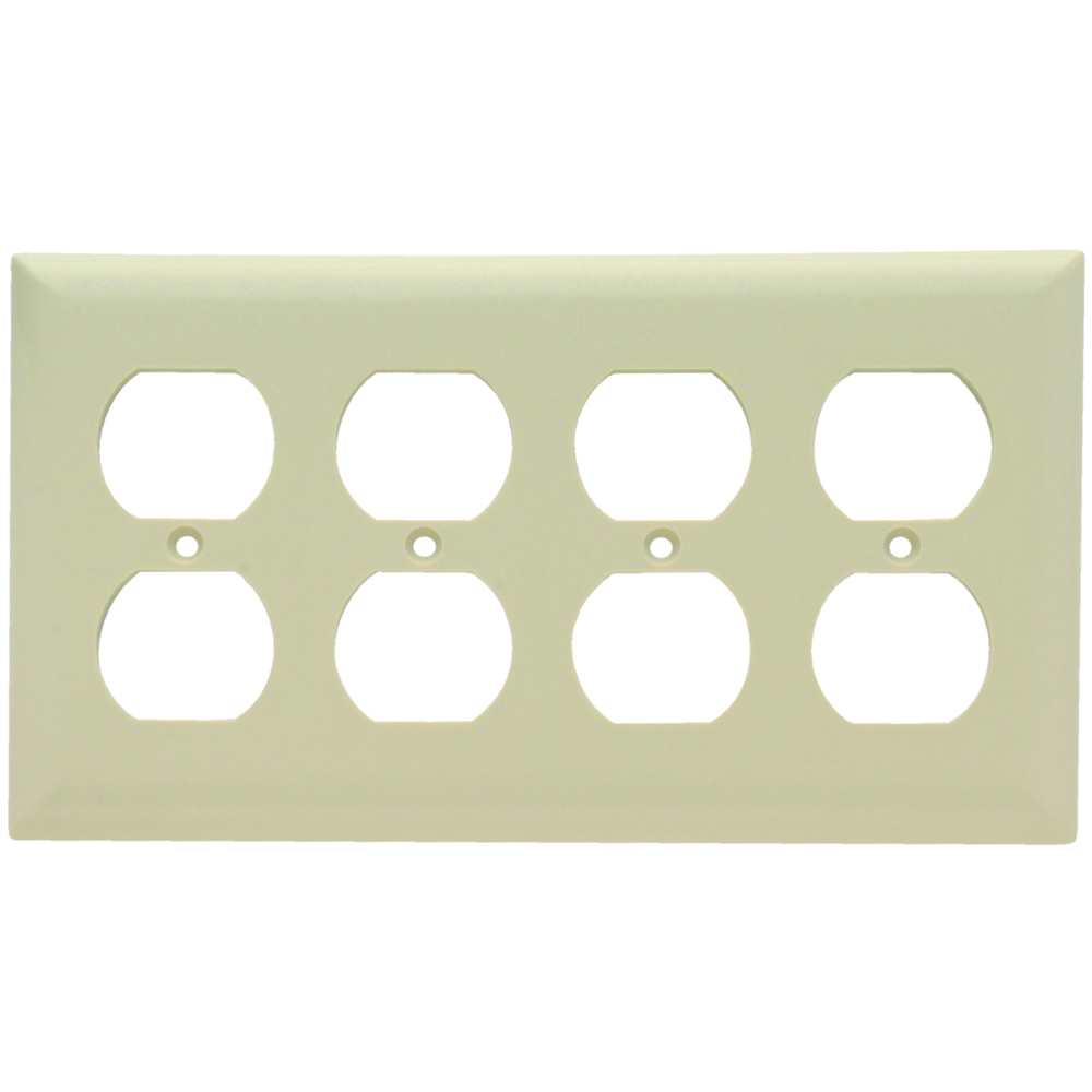 Duplex Receptacle Wall Plate, Four Gang, Ivory