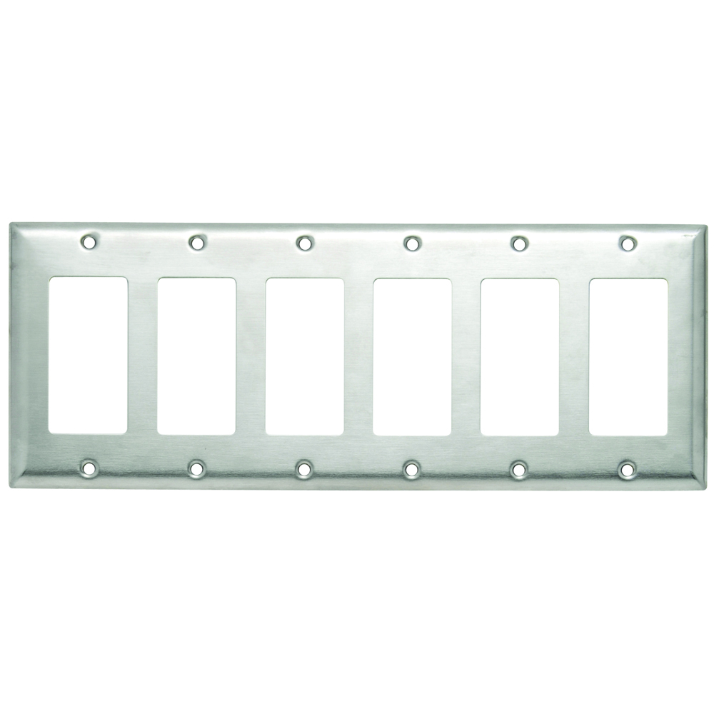 Smooth Metal Wall Plate 6gang Decorator 302 Stainless Steel