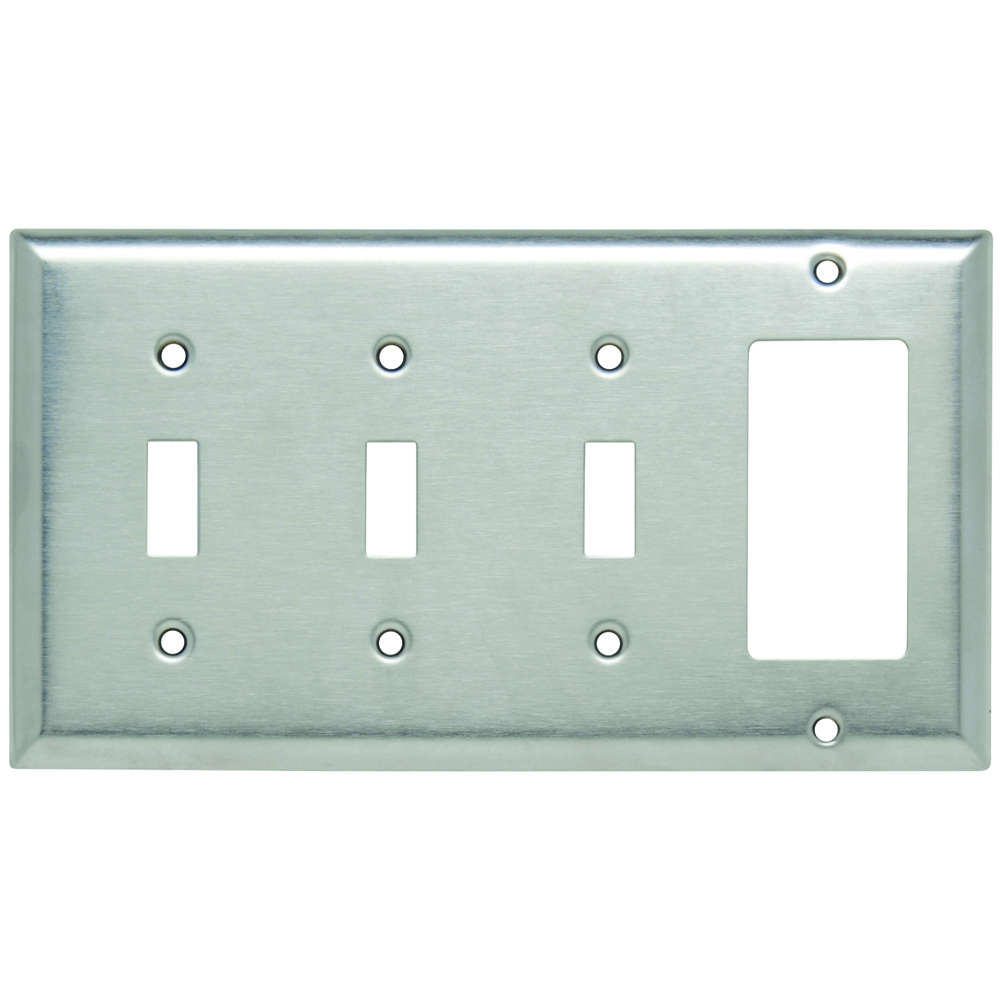 Smooth Metal Wall Plate 3gang Toggle 1gang Decorator 302 Stainless Steel