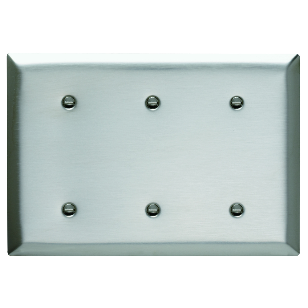 Smooth Metal Wall Plate 3gang Blank Strap Mounted 302 Stainless Steel