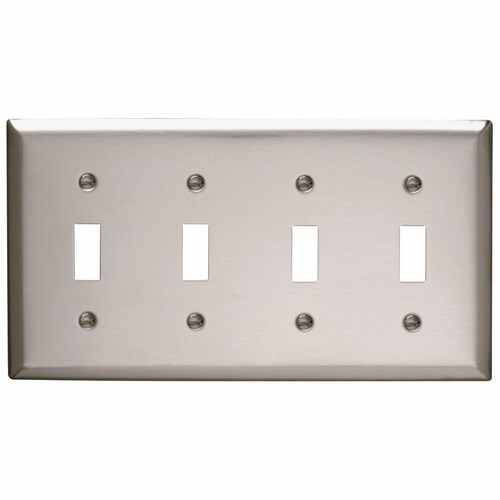 Smooth Metal Wall Plate 4gang Toggle 302 Stainless Steel