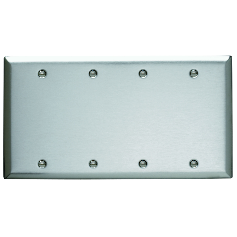 Smooth Metal Wall Plate 4gang Blank Box Mounted 302 Stainless Steel