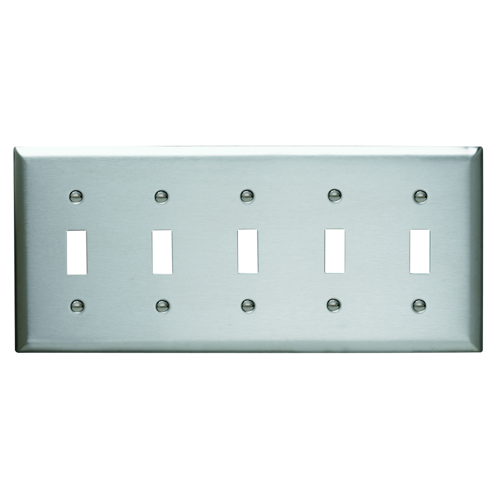 Smooth Metal Wall Plate 5gang Toggle 302 Stainless Steel