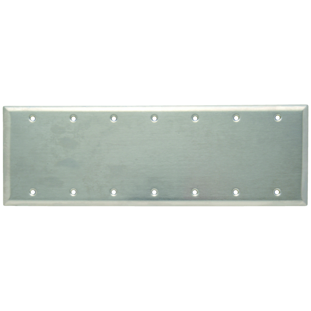 Smooth Metal Wall Plate, 7gang Toggle, 302 Stainless Steel