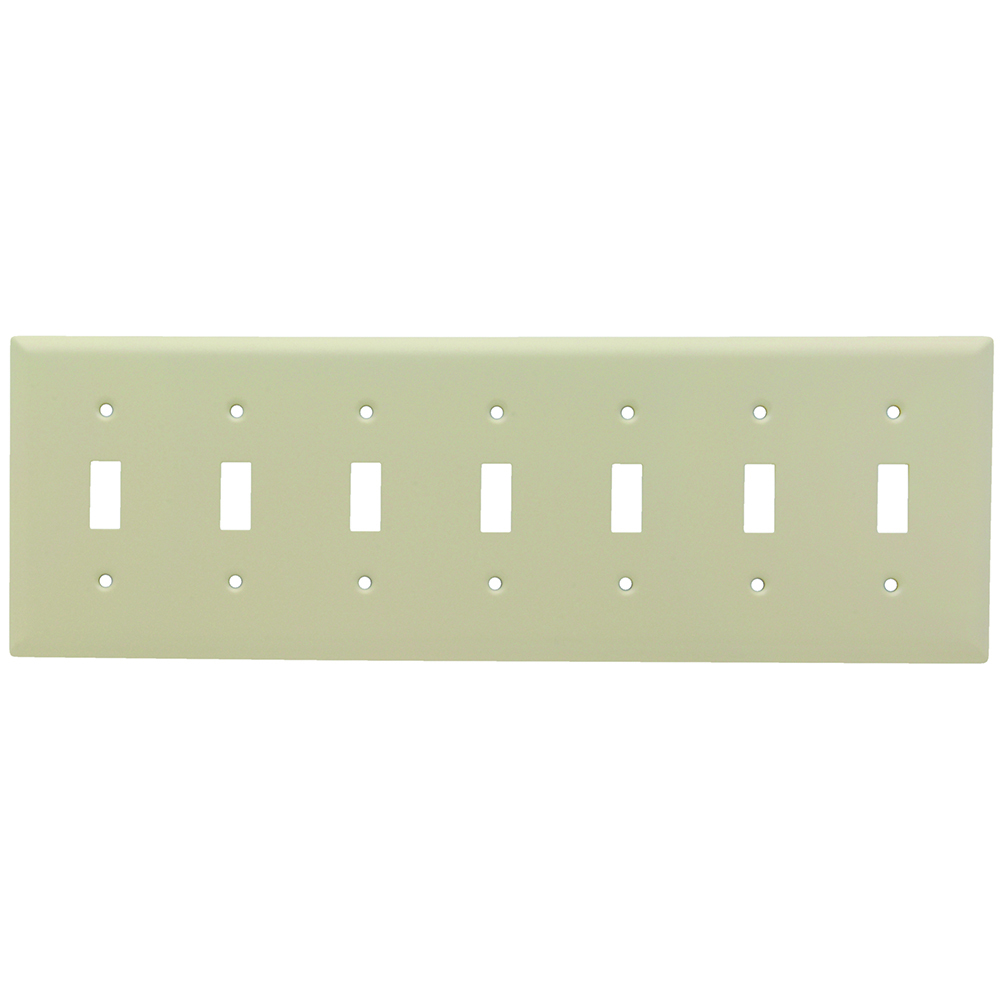 Toggle Switch Wall Plate, Seven Gang, 302 Stainless Steel Painted Ivory