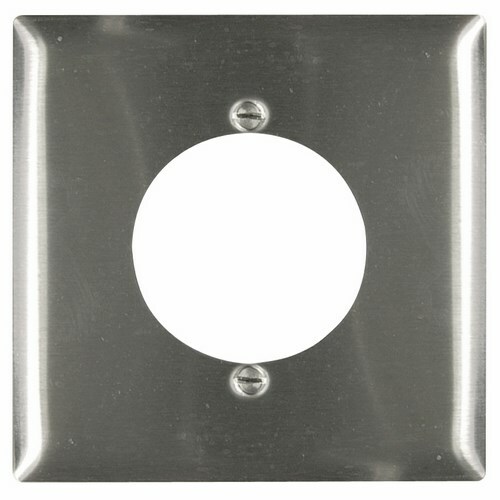 TwoGang Power Outlet Receptacle Opening, 2.1563 hole for 2.125 diameter device -2 mtg. holes, Smooth Metal.