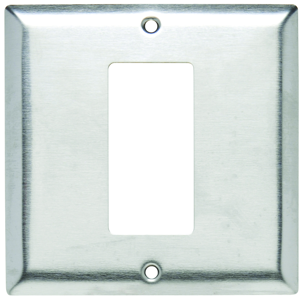 Double gang Single Decorator opening Centered. Smooth 302 Stainless Steel.