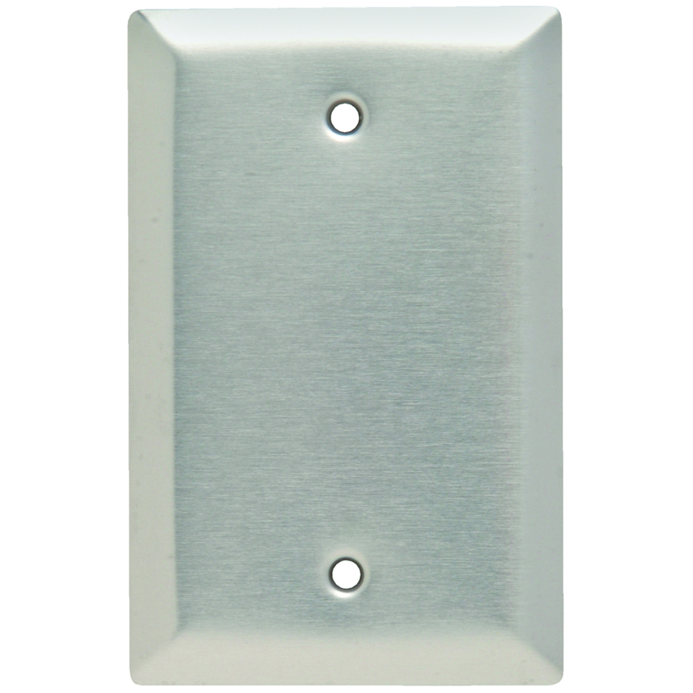 Smooth Metal Wall Plate, Junior-Jumbo 1gang Blank, Box Mounted, 302 Stainless Steel