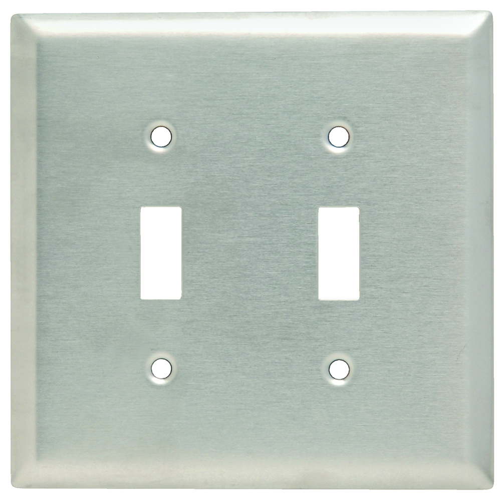 Smooth Metal Wall Plate, Junior-Jumbo 2gang Toggle, 302 Stainless Steel