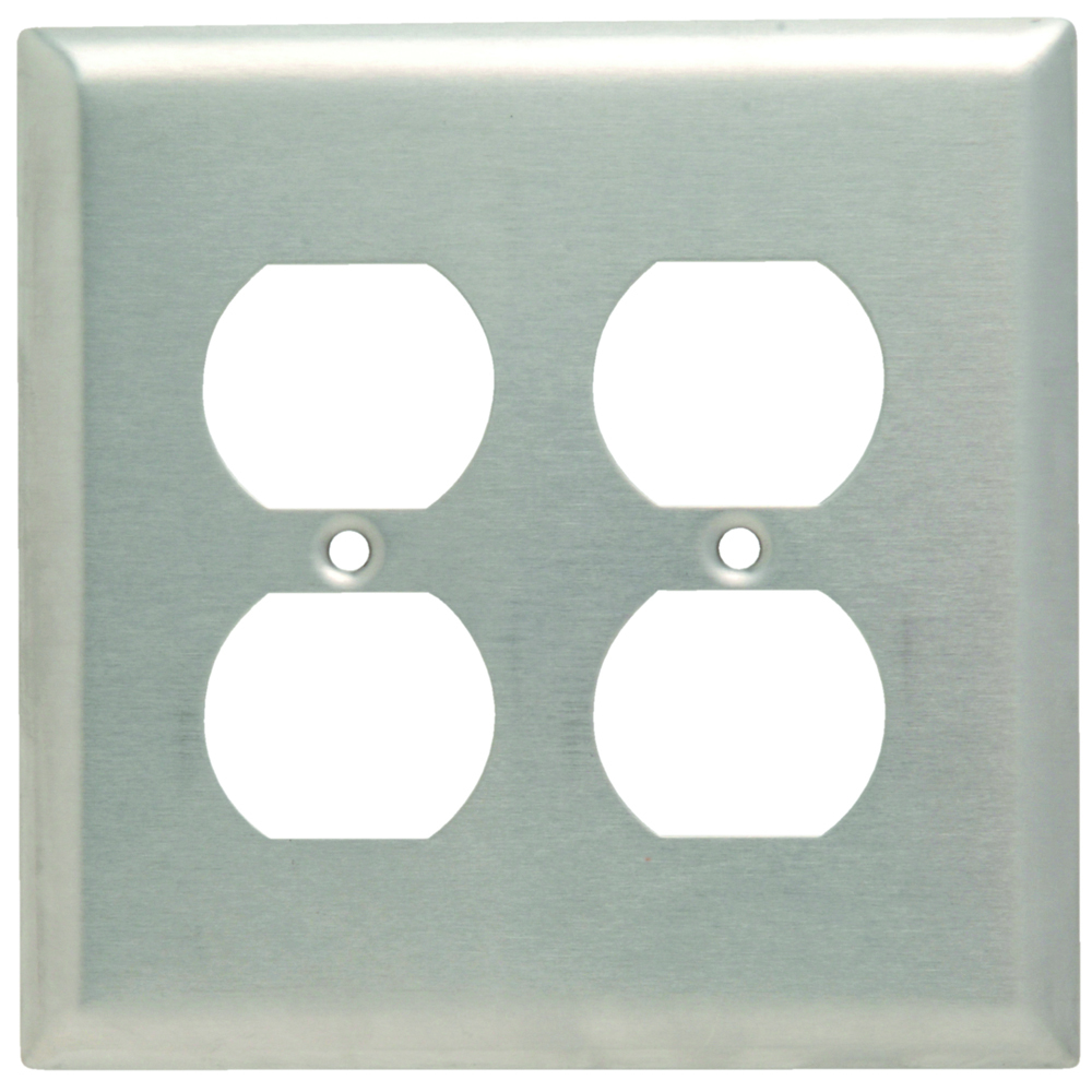 Smooth Metal Wall Plate, Junior-Jumbo 2gang Duplex, 302 Stainless Steel