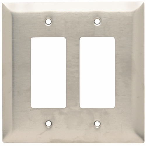 Smooth Metal Wall Plate, Jumbo 2gang Decorator, 302 Stainless Steel