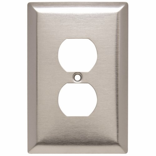Duplex Receptacle Wall Plate, One Gang, 302 Stainless Steel