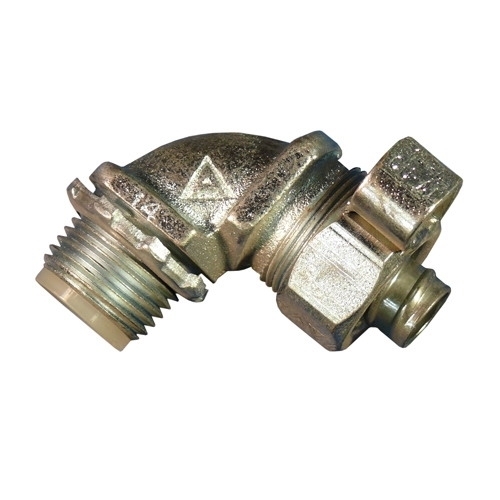 90 deg Liquidtight Connector with Insulated Throat, 1 inch, Malleable Iron, Zinc Electroplated