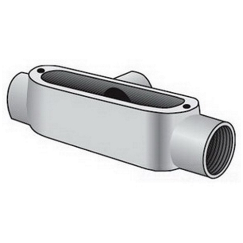 OZ-Gedney Spec 5 Type T Conduit Body, 1 IN Hub, Length: 7-1/8 IN, 2 IN Height, Malleable Iron, Finish: Hot Dip Galvanized, Connection: Tapered FNPT, 3 (4 AWG) Conductors, 12 CU-IN Volume, Third Party Certification: UL File Number E-18095, CSA 00979
