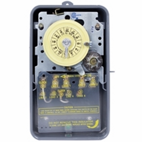 The NEMA 3R - Steel Case 125 V 4PST Separate clock motor and circuit terminals This Mechanical 24-Hour Time Switches are designed for commercial, industrial and residential applications. The Skipper feature enables users to omit operation on  selected day(s) of the week.
