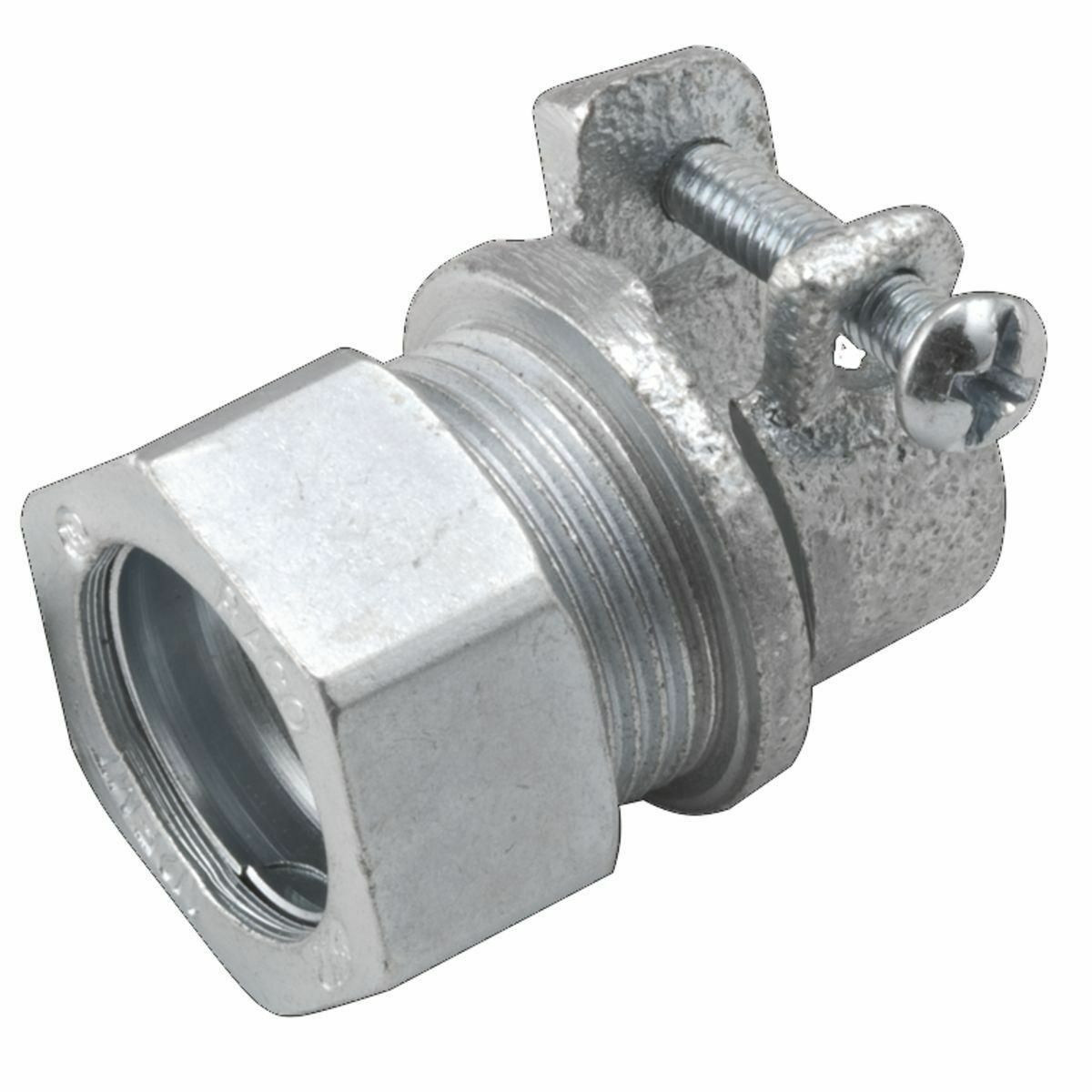 1942 Compression Conduit Combination Coupling, 1/2 in, For Use With Flex to EMT Conduit, Malleable Iron, Electro-Plated Zinc