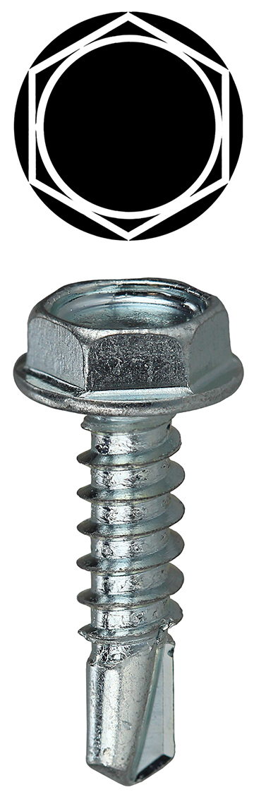 Washer Head Self Drilling Screw, Steel material, #14 x 1-1/4 in. Size, Hex Washer head type, Zinc Plated Finish, 3/8 in. hex size