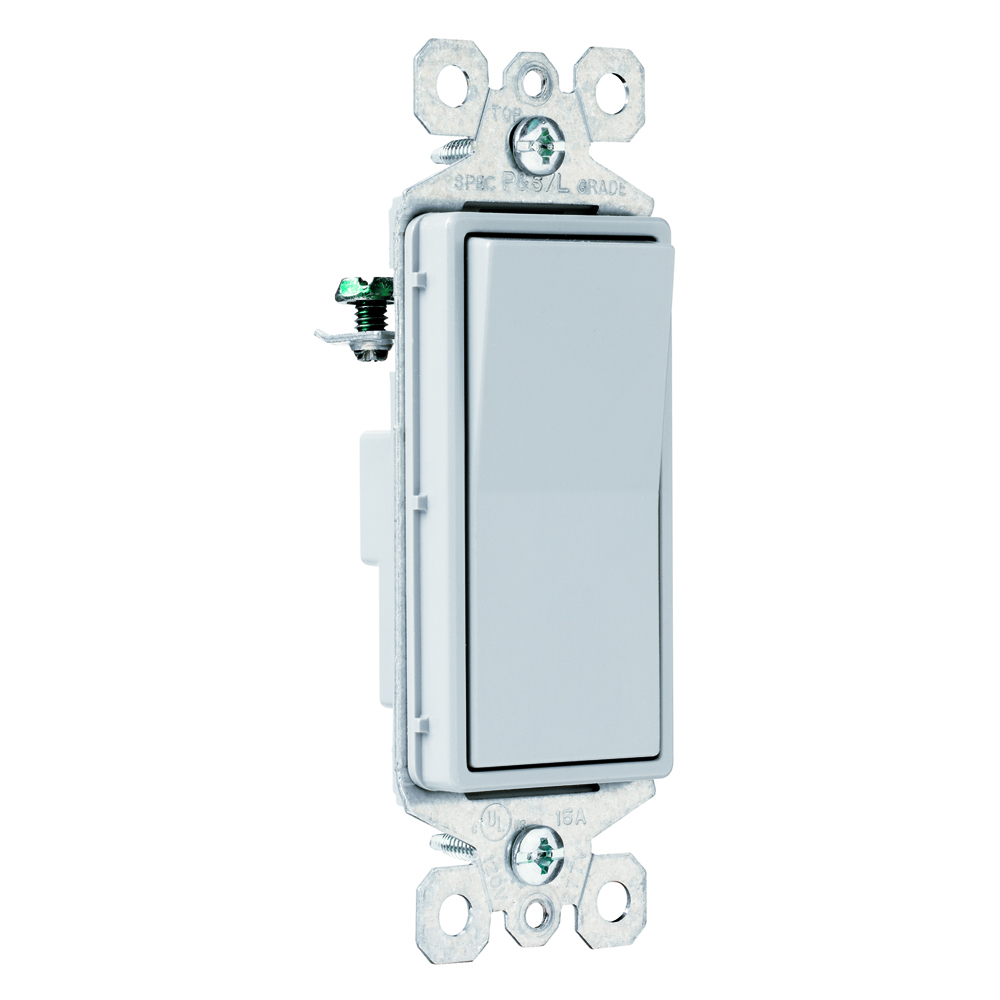 Decorator Switch, Single Pole 15Amp 120/277V Grounding, Gray