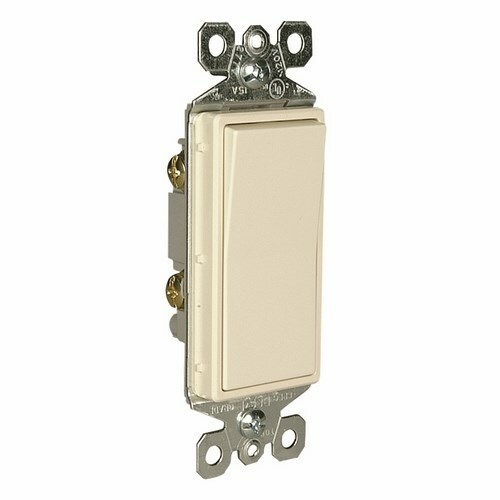 Decorator Switch,single pole, grounding, in light almond. It has a designer-style satin-finish rocker with a smooth, quiet paddle action. It is made with high-impact resistant thermoplastic construction. 15Amp 120/277V.