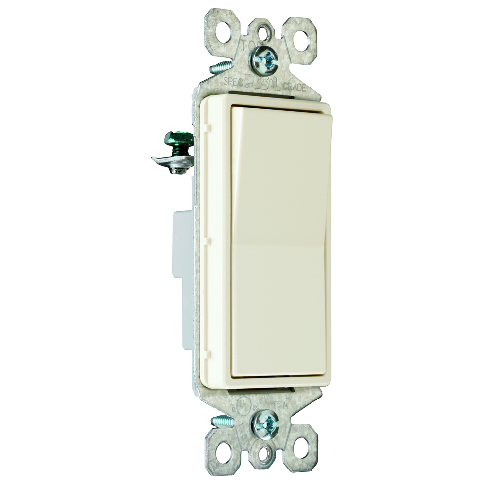 Single Pole, Illuminated Decorator Switch, 15 amps, 120 volts, Light Almond.
