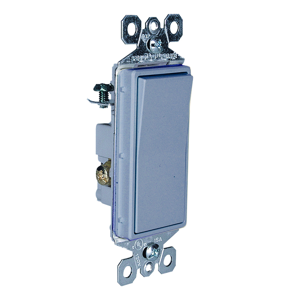 Decorator Switch,3Way 15Amp 120/277V Grounding, Gray