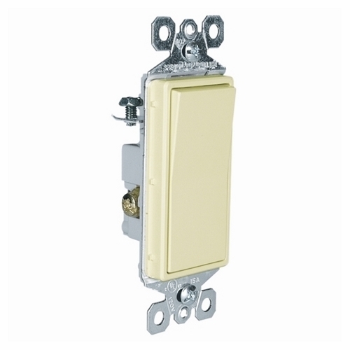Decorator Switch,3Way 15Amp 120/277V Grounding, Ivory