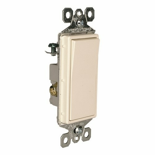 Decorator Switch,3Way 15Amp 120/277V Grounding, Light Almond