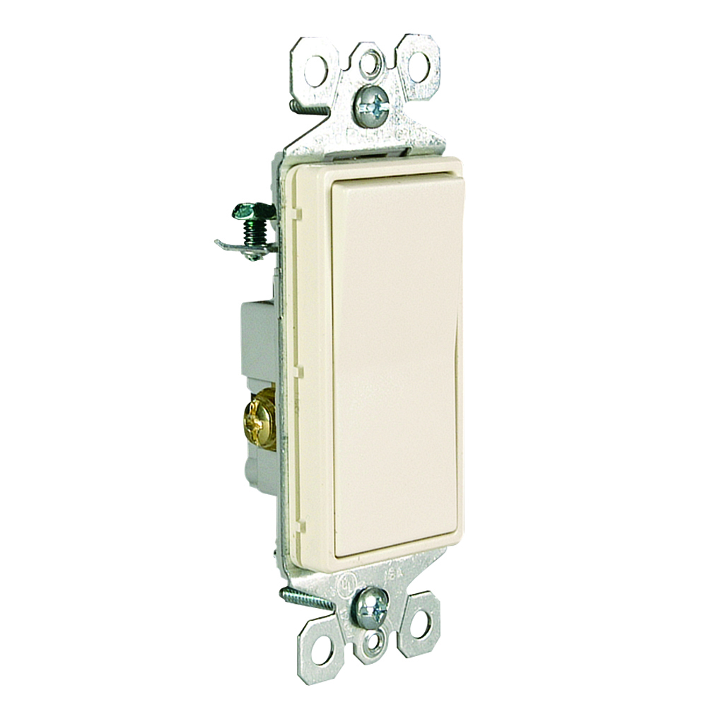 Three-way, Illuminated Decorator Switch, 15 amps, 120 volts, Light Almond.