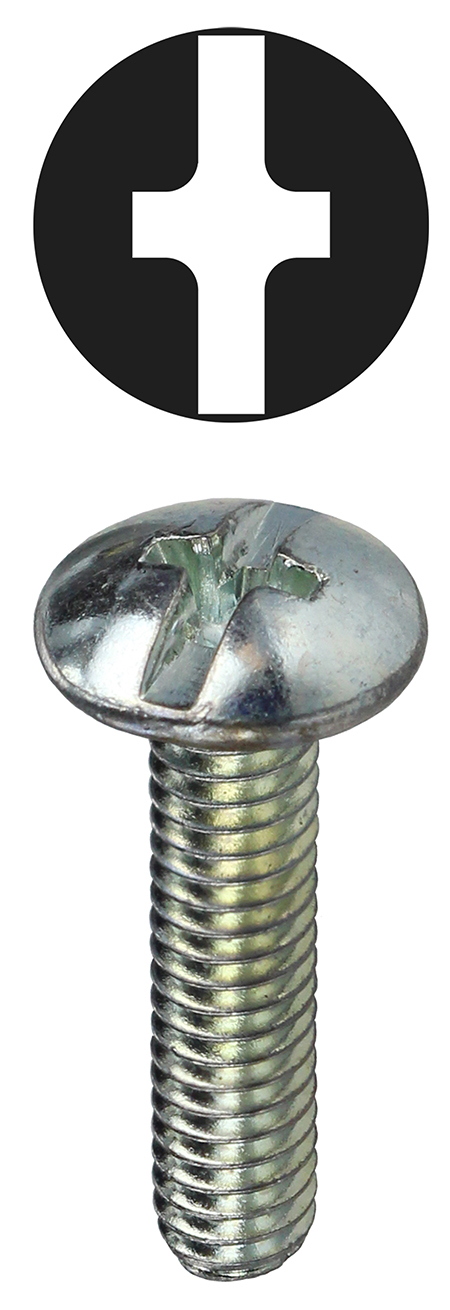 Machine Screw, Steel material, 3/4 in. length, #6-32 thread size, Truss head type, Zinc Plated Finish, Slotted/Phillips drive type