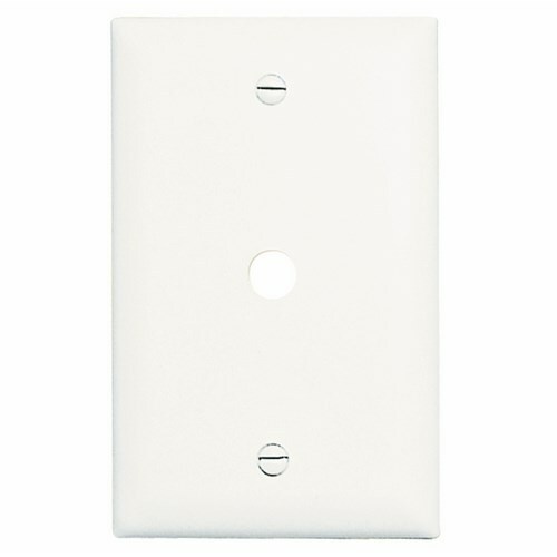 Single gang, Single telephone or cable outlet 13/32 hole. Box mounted. Nylon Trademaster plate. White.
