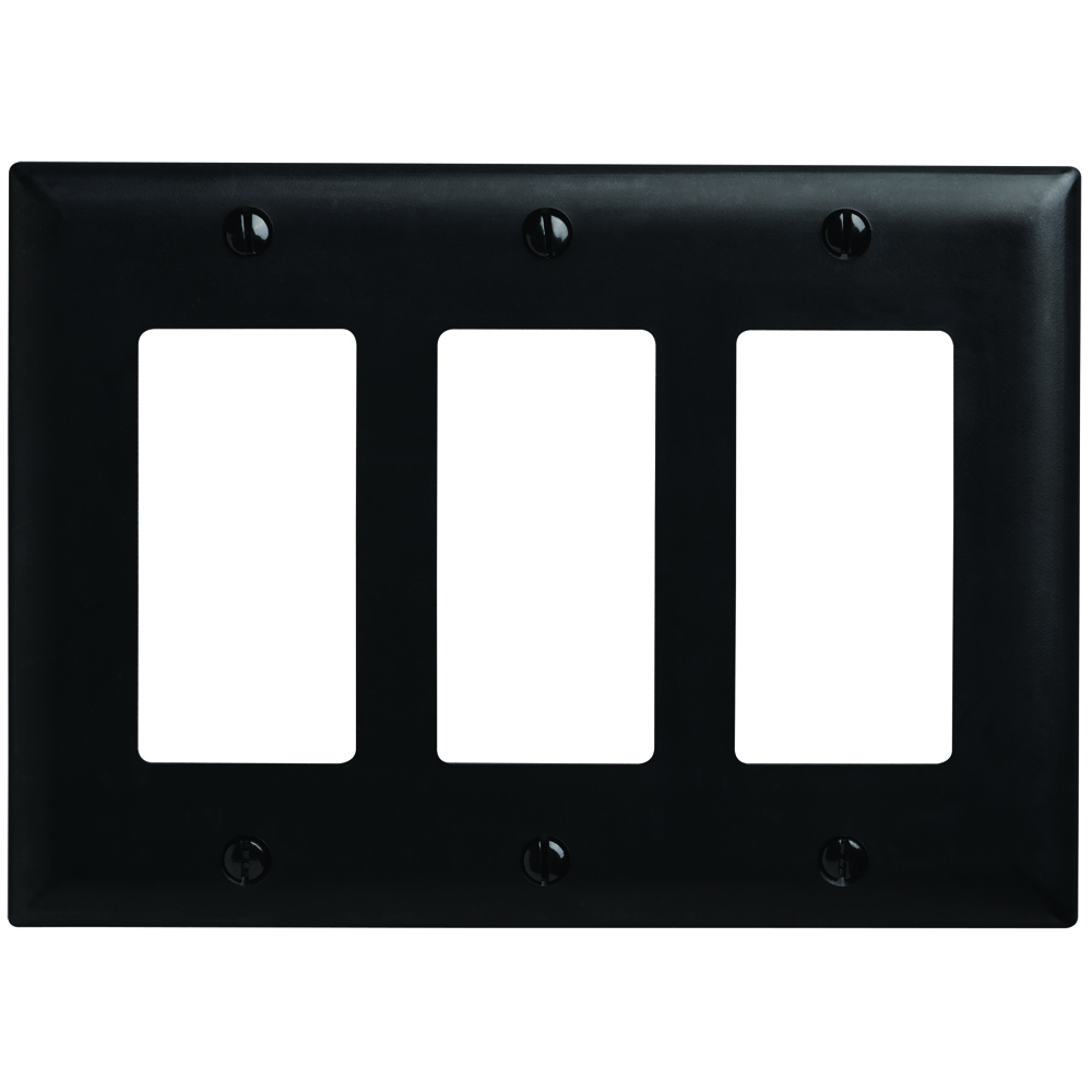 Trademaster Wallplate 3 gang, 3 Decorator, Black