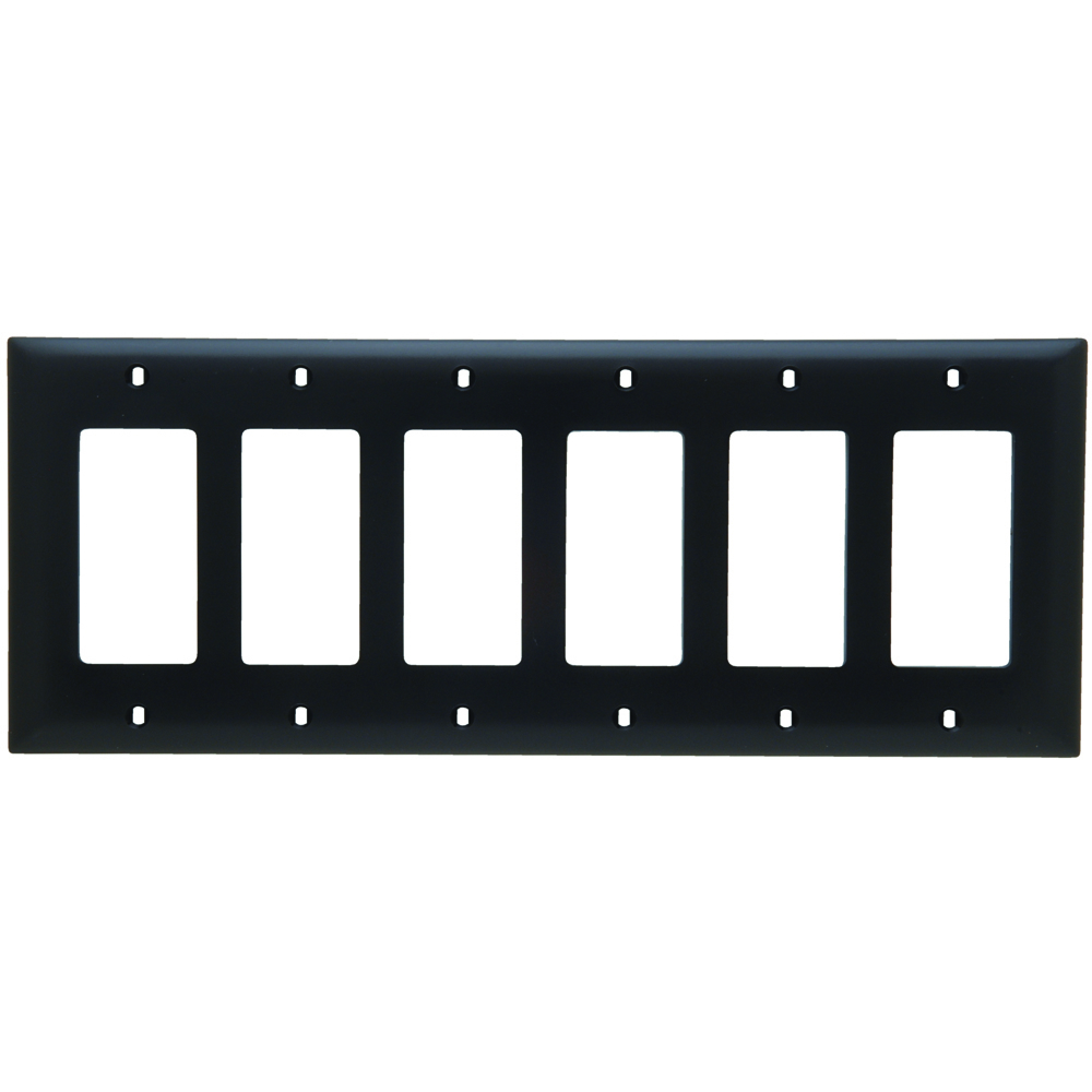 Trademaster Wall Plate, 6 gang, Black